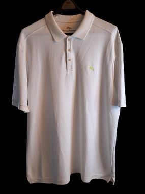 Tommy Bahama White Polo with Lime Fish Logo 2XL